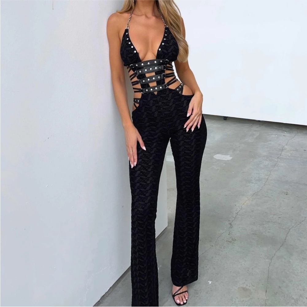 Outcast Palm Springs Black Strappy Jumpsuit / costume - Picture 4 of 4